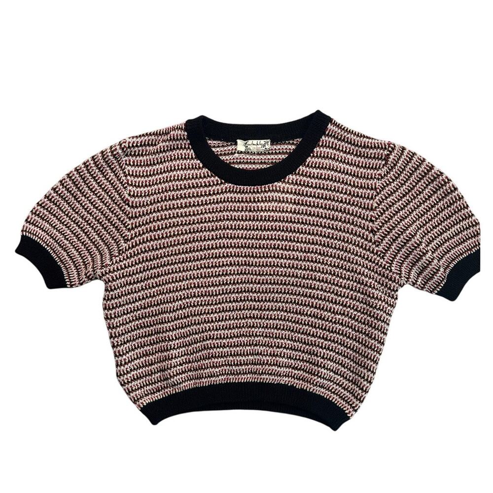 Intimately Free People Shirt Textured Knit Striped Black Small
